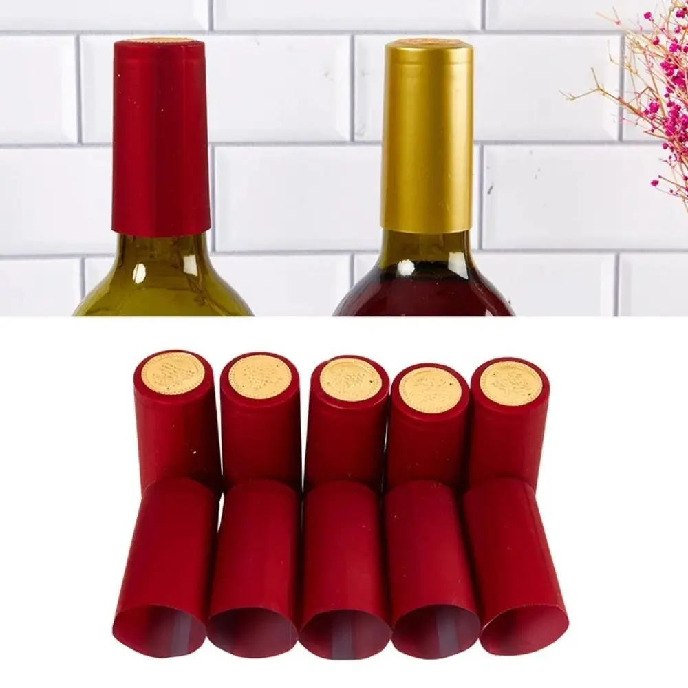 

100Pcs PVC Wine Heat Shrinkable Cap Straight Mouth Tear Tab Wine Shrink Film Wrap Black Red Wine Bottle Cap