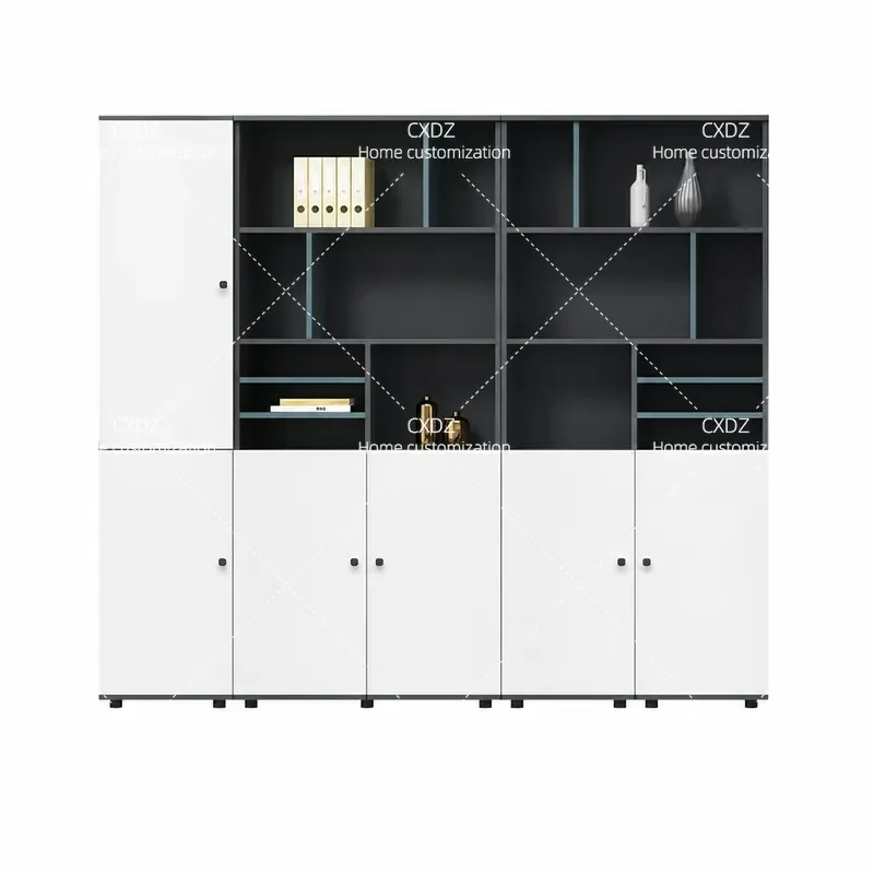 White Office File Cabinet with 2 Doors and 3 Drawers Data Storage Locker Bookcase for Documents Certificates Home Business