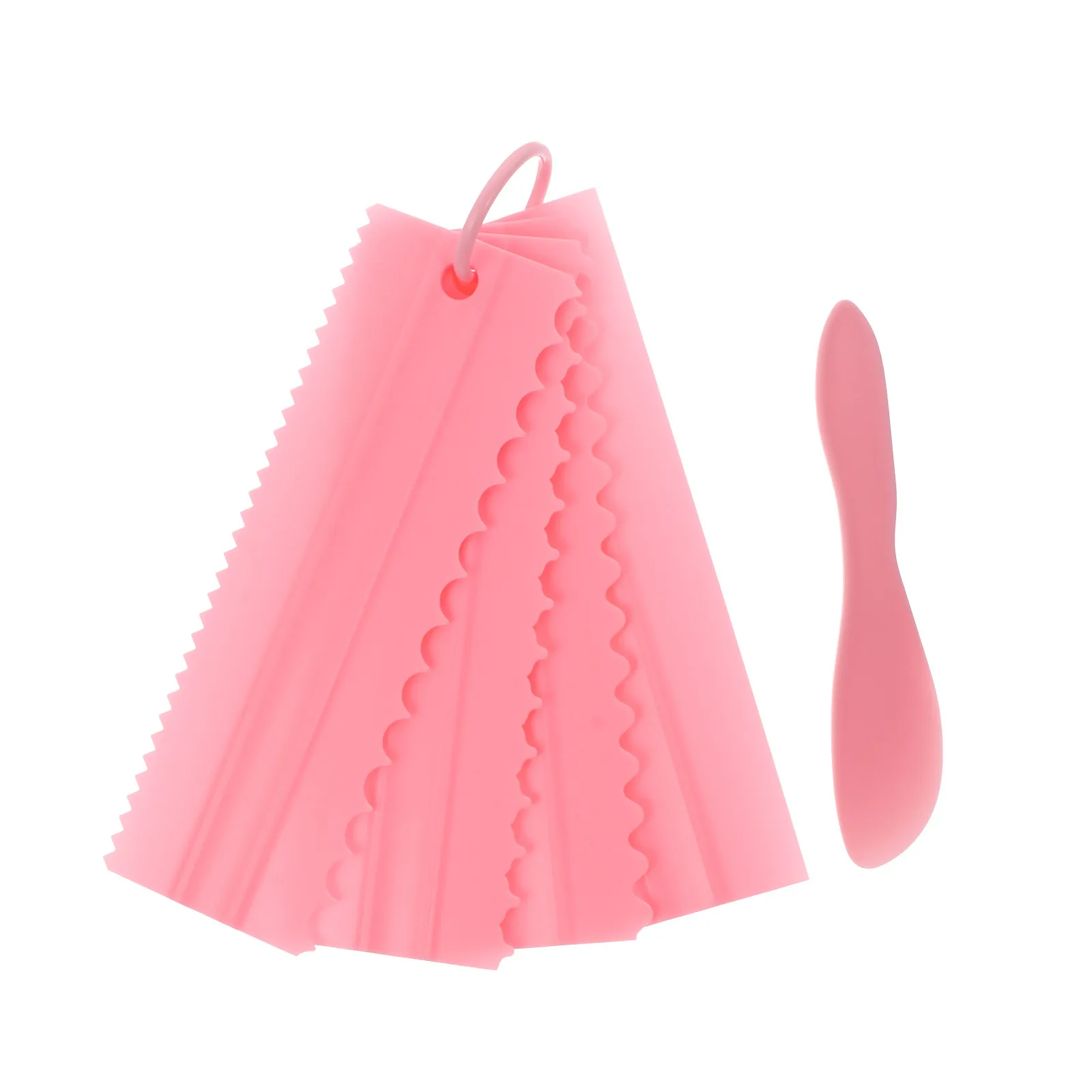 5Pcs Silicone Cake Scraper Set Baking Cream Spreader Butter Spatula Dessert Tool Kit Portable Hanging Design Easy Clean Odorless