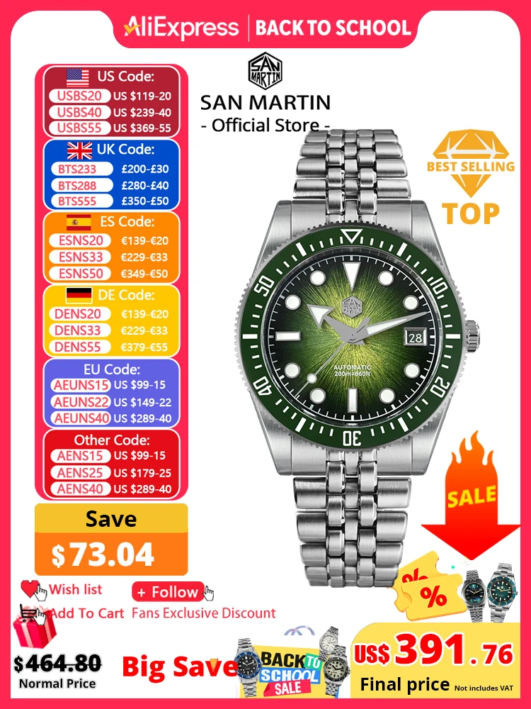 Cloisonne Enamel Dial - San Martin 37.5mm 40mm Erkek Dalgıç