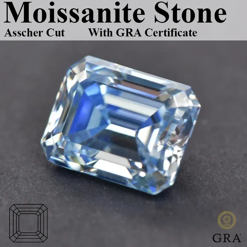 

Wholesale Moissanite Emerald Cut Ice Blue Color Charms Gemstone Advanced Jewelry Rings Earrings Making Shiny Quality with Certif