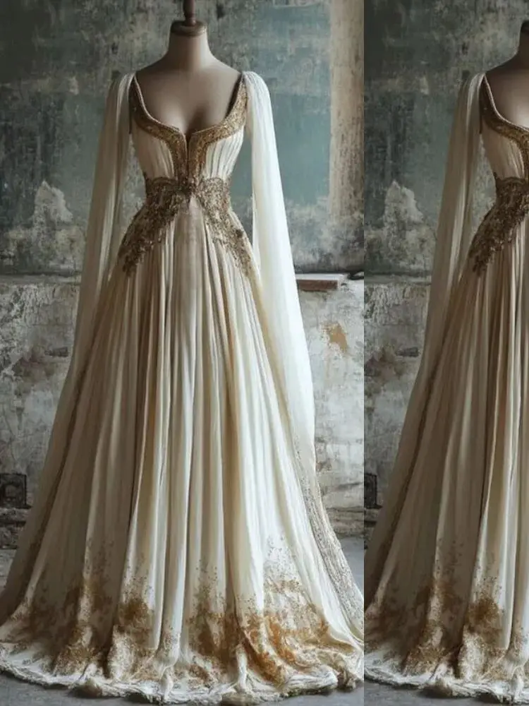 ビクトリア朝のヴィンテージロングウェディングドレスケープ A ラインレースアップリケブライダルドレスカスタマイズ Vestidos デ ノビア