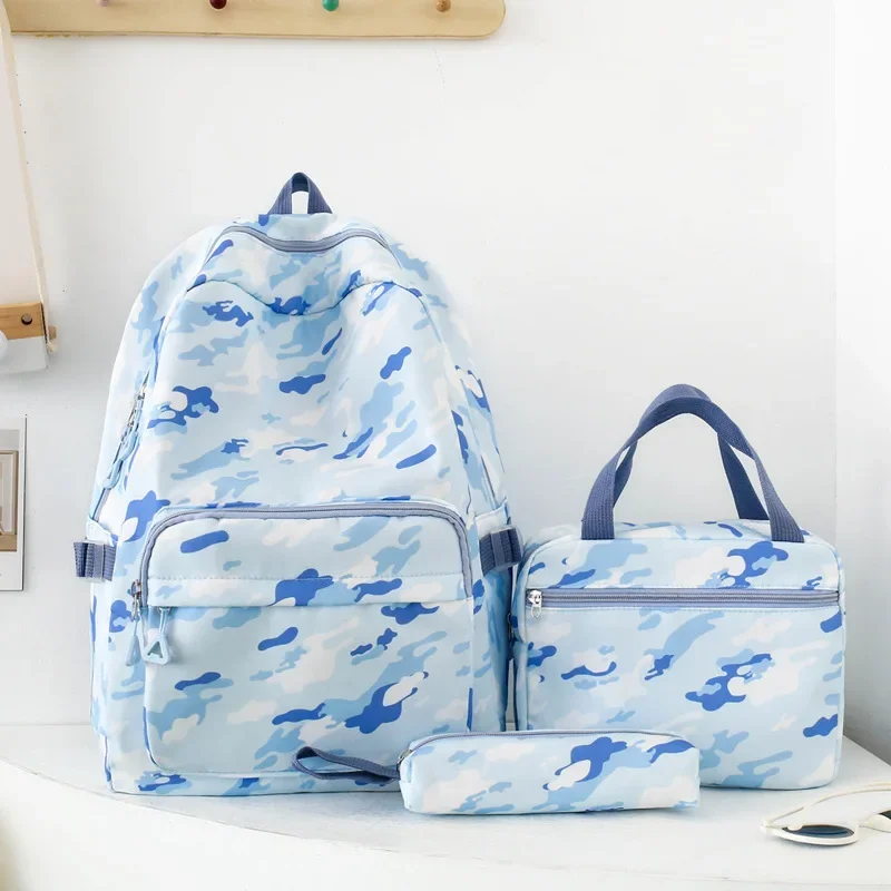 Meninas leve grande capacidade mochila camuflagem cor sólida crianças estudante coreano saco de escola versátil mochila multicamadas