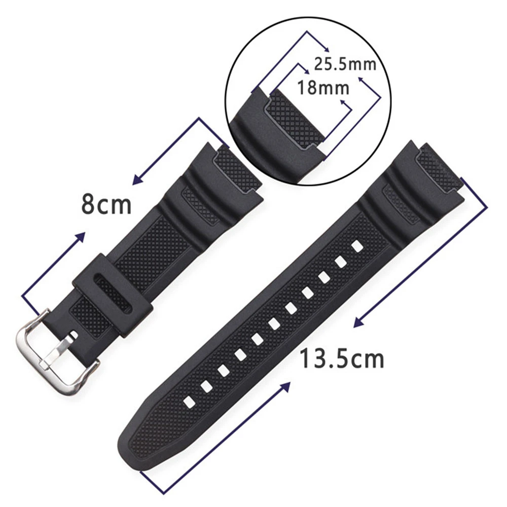 18mm Rubber Watch Strap For Casio AQ-S810W S800W SGW-300H/400H/500H MRW-200H AE-1000W AE-1300/1200 W-S200H/800H/216H/735H Band