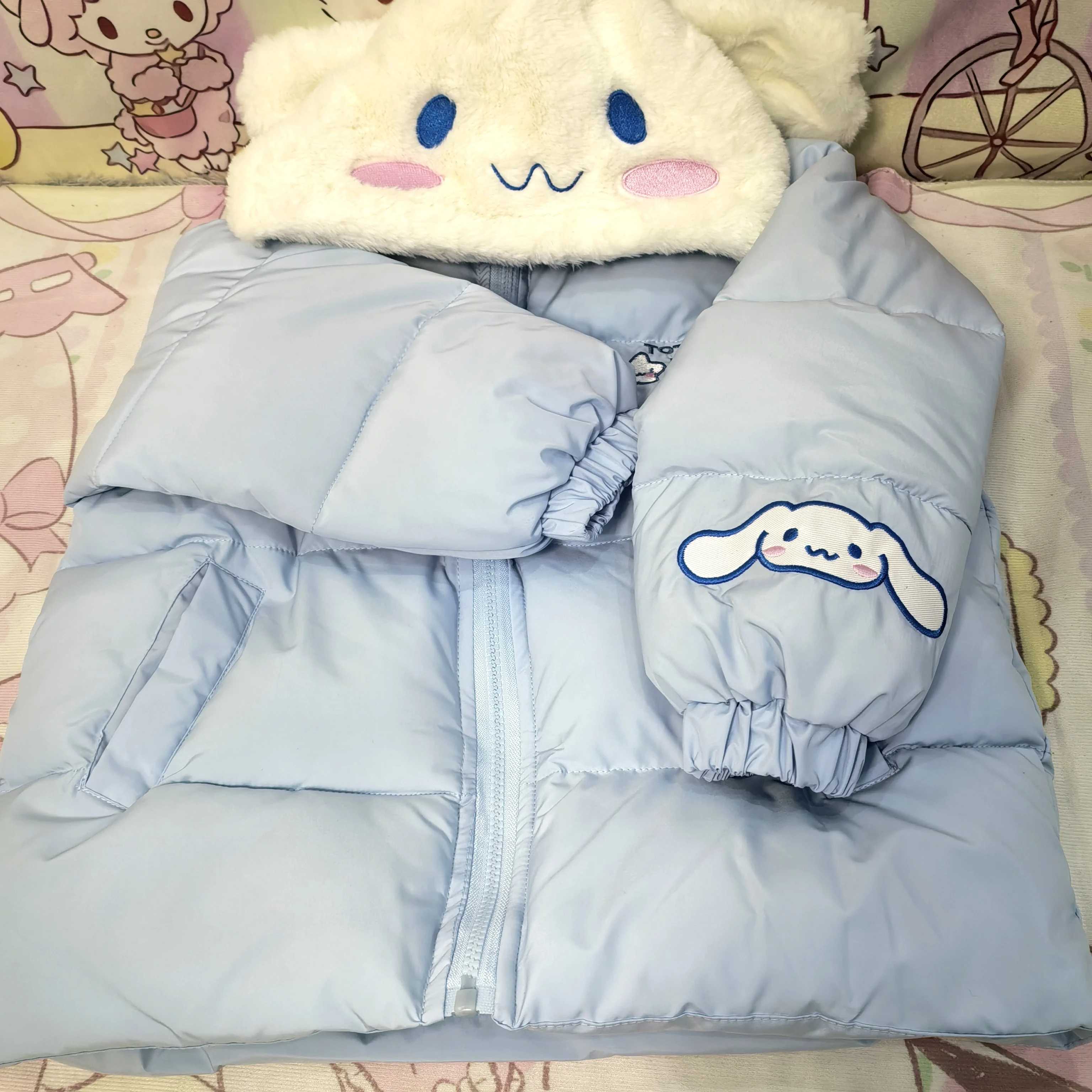 Sanrio cartoon anime Cinnamoroll cotton-padded coat early winter coat winter thickened warm coat My Melody hooded coat