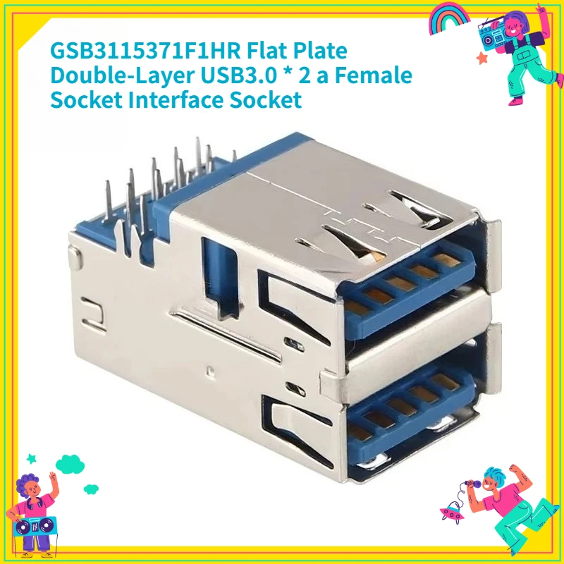 5PCS GSB3115371F1HR new sunken double-layer USB3.0 * 2 A-type female socket interface socket connector