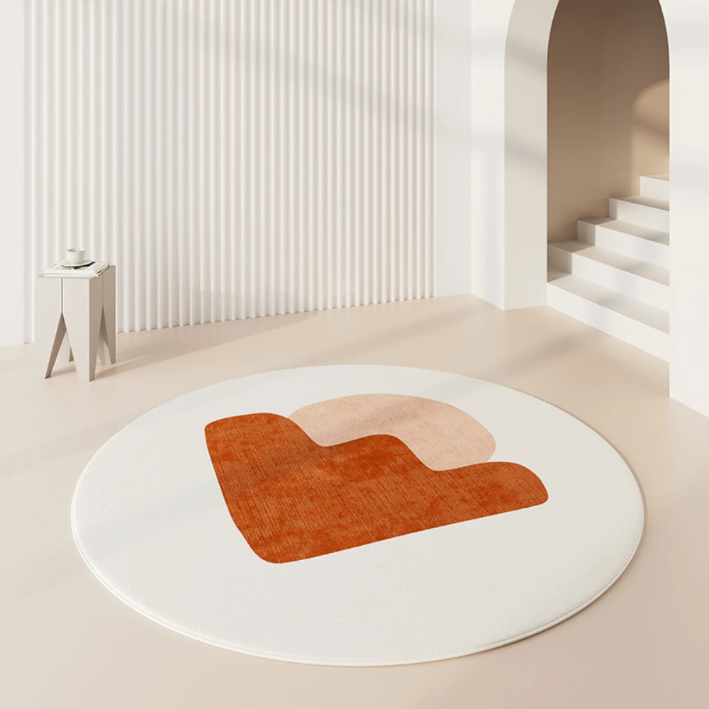 

Modern Creamy Color Block Round Rug – Large Soft Non-Slip Floor Mat for Living Room & Bedroom Lounge Decor