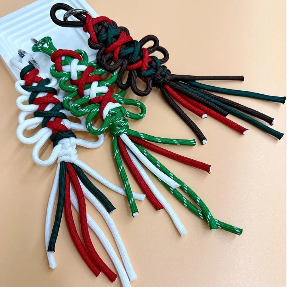 Cute DIY Braided Rope Keychain Fashion Kawaii Christmas Tree Keychain Bag Hanging Pendant