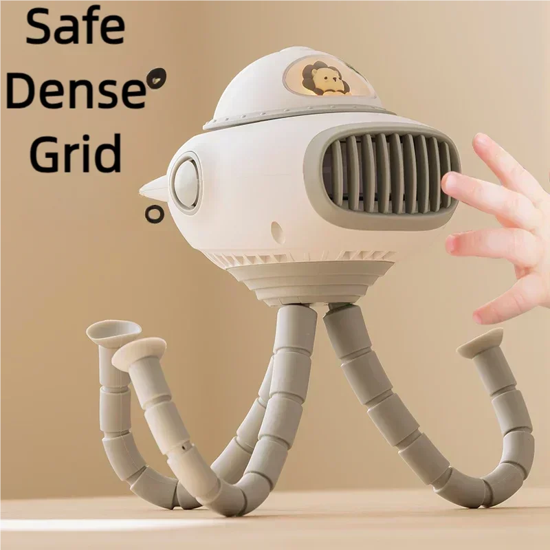

（Big disount）Portable Baby Stroller Fan Clip USB Rechargeable 3600mAh 4 Gear Shake Head Light & Music Mini Fan For Kids Pram Sco