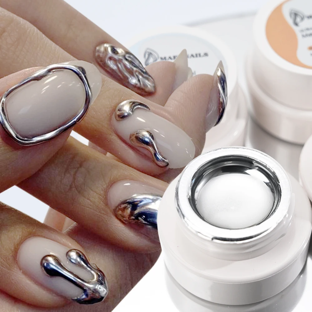 5ml Silver Gold Metallic Gel Nail Polish Chrome 3D Metal Painted Nails Gel Polish Glossy Liquid Mirror Effect  Manicure Varnish