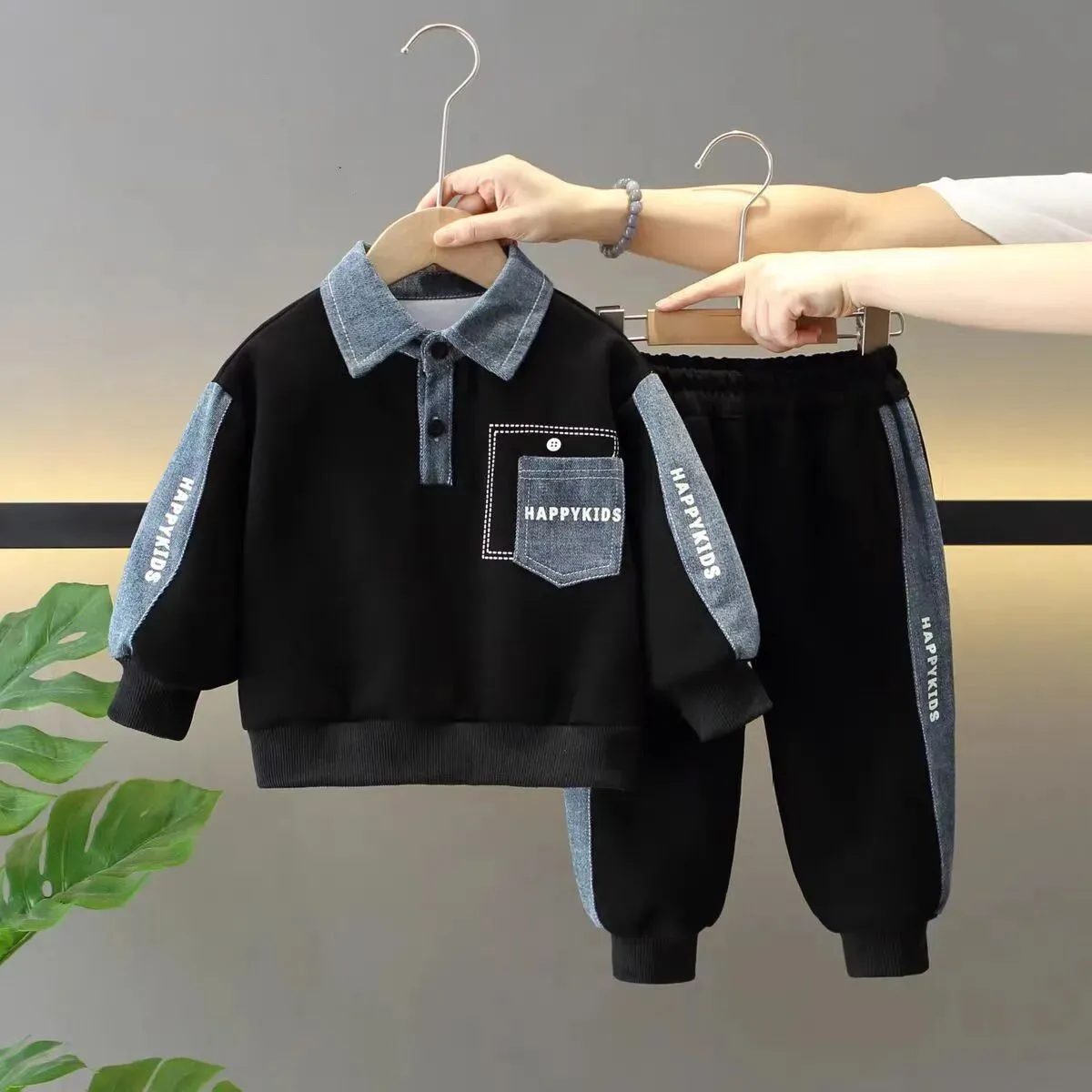 

Kids Clothing Set Boys Autumn Outfit Set New Children's Round Neck Sweatpants+Pant Two-piece Set