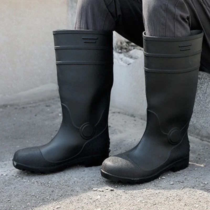 

Waterproof High Rain Boots for Men Black Mud Man Shoes Non-slip Adult Pvc Gumboots Fashion 2025 Original Outdoor New Wellies