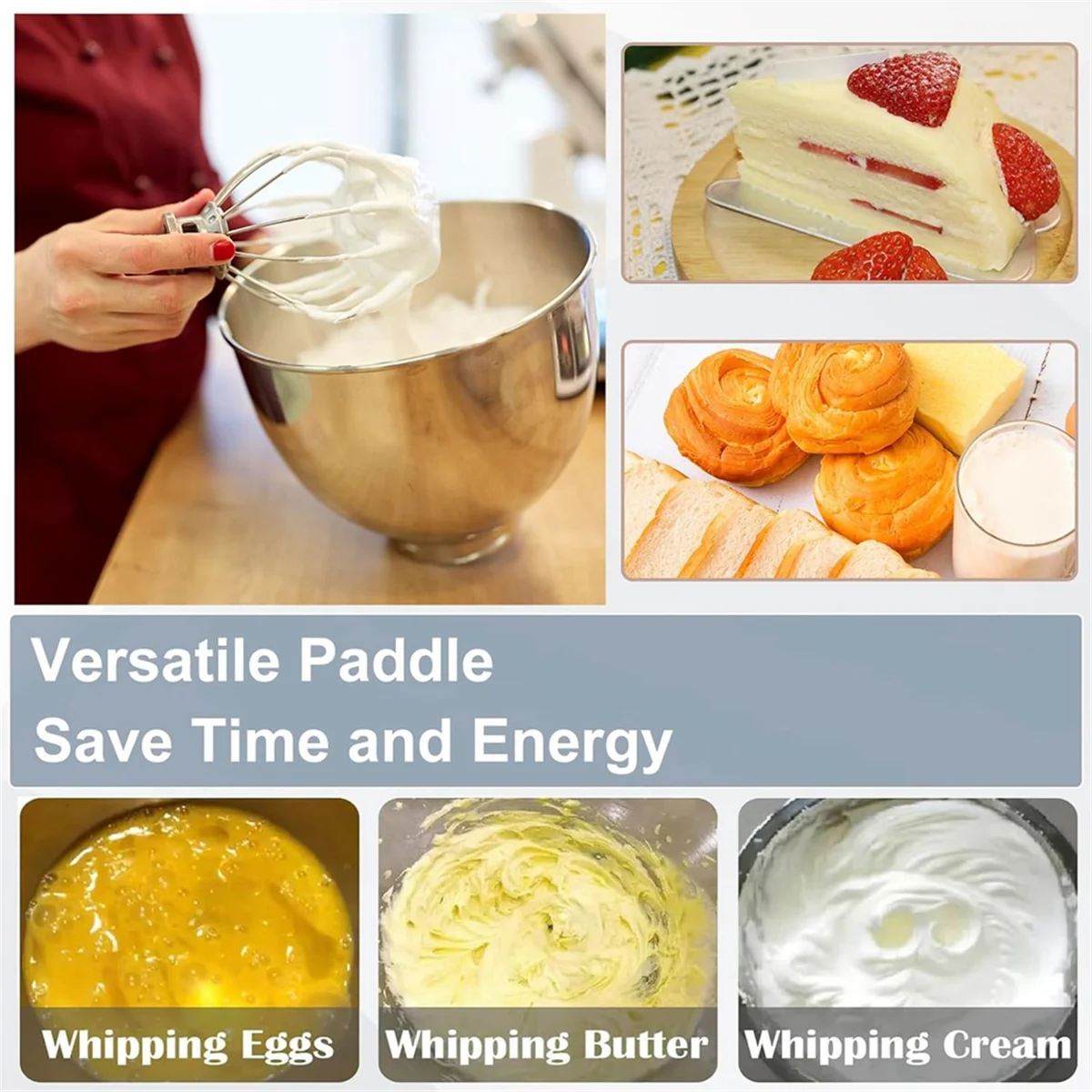 믹서 부착 플렉스 엣지 비터, K45WW, 4.5-5 쿼트 틸트 스탠드 믹서 부품용 6 와이어 채프