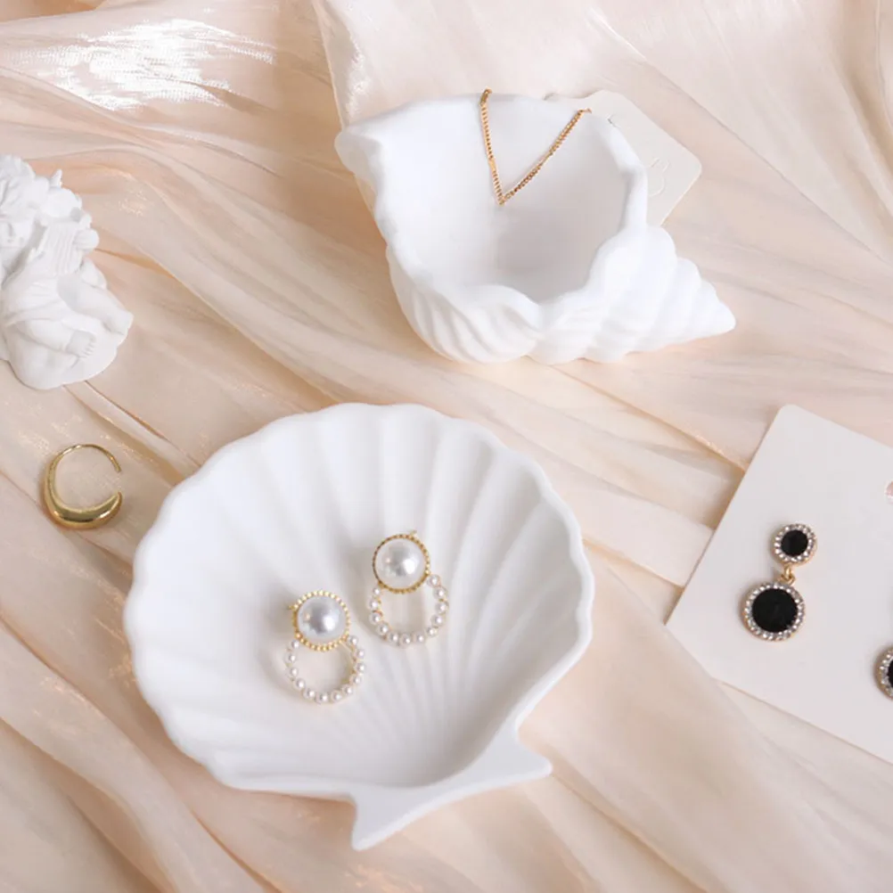 

Декоративный поднос для украшений в форме ракушки, органайзер для ключей и мелочей на туалетный столик, эстетичная маленькая ваза-дисплей