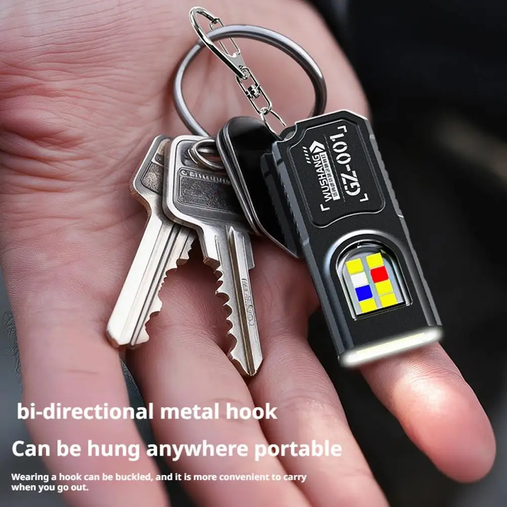 Multifunctional Keychain Flashlight USB Rechargeable Mini Flashlight With COB Work Light Keyring Camping Walking Pocket Lamp
