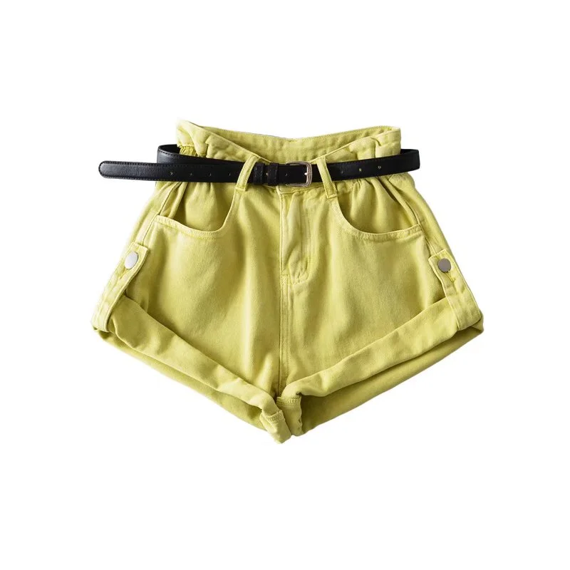 High Waist Bell Bot ort Jeans with BeltVintage Waed Slim Fit Cargo PantsFlared Hot PantsFor Women Summer Casual Jeans