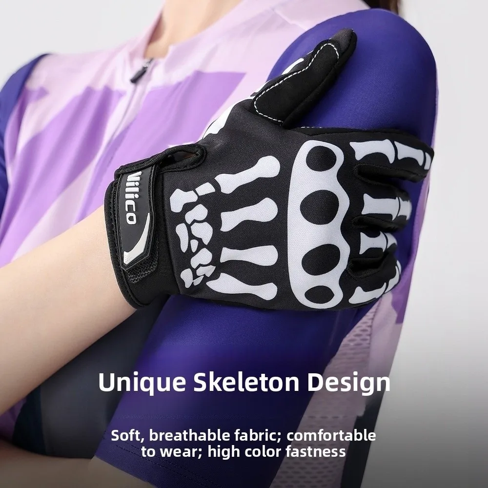 

1 Pair Breathable Punk Skeleton Gloves Skeleton Design Anti Slip Full Finger Gloves Shock Absorbing Skull Ghost Claw
