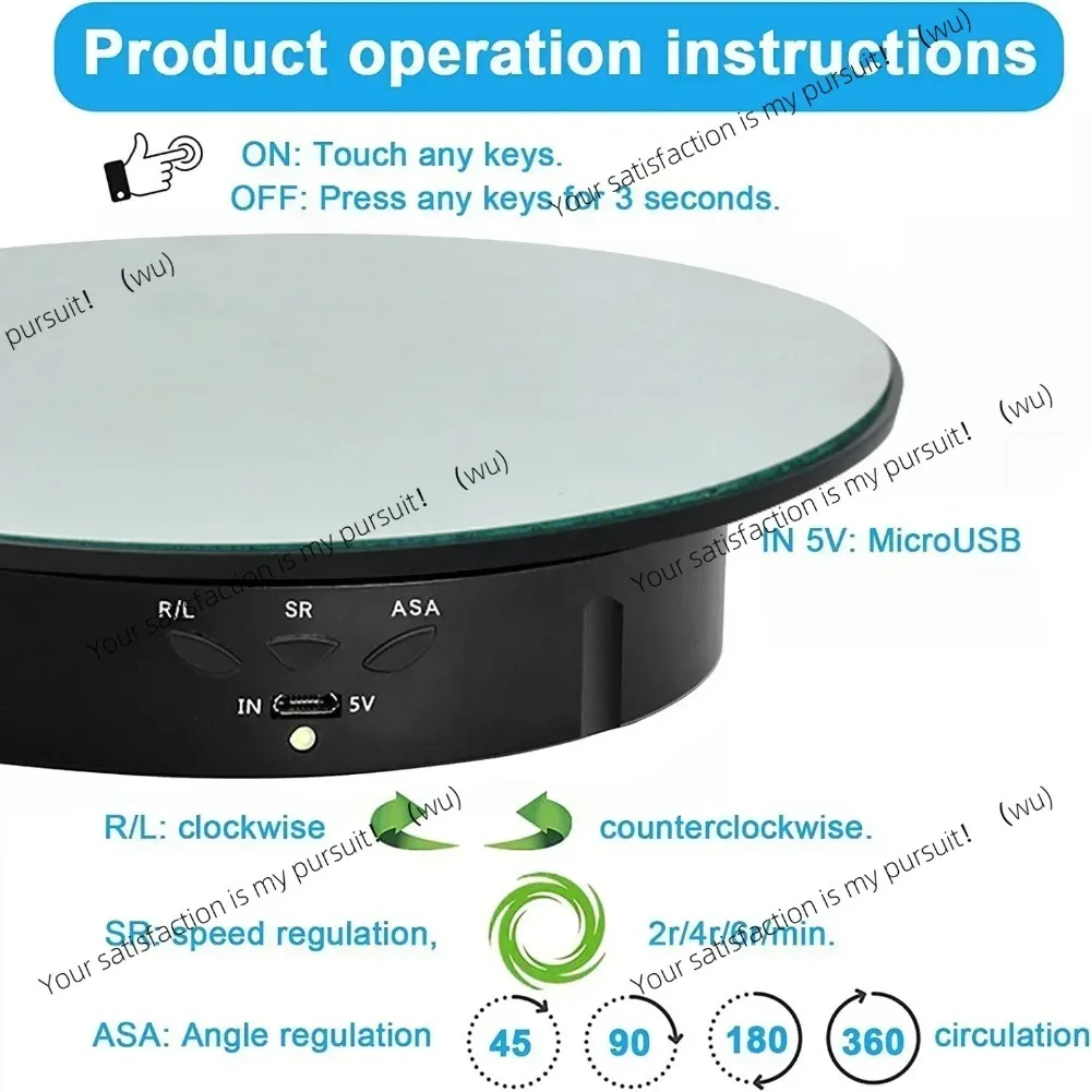 Motorised Rotating Carousel with Remote Control, Jewelry Display, Photography and Video, 360 Degrees, 3-position Adjustment