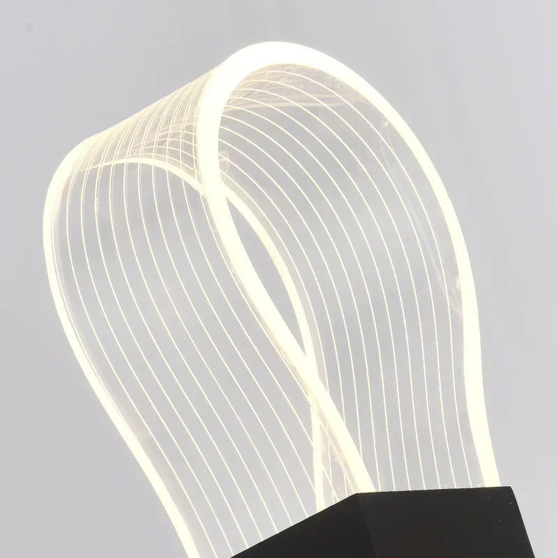 مصباح الجدار الحديثة الأسود شفافة الاكريليك عاكس الضوء غرفة المعيشة التلفزيون حائط الخلفية مصباح غرفة نوم الممر السرير مصابيح LED