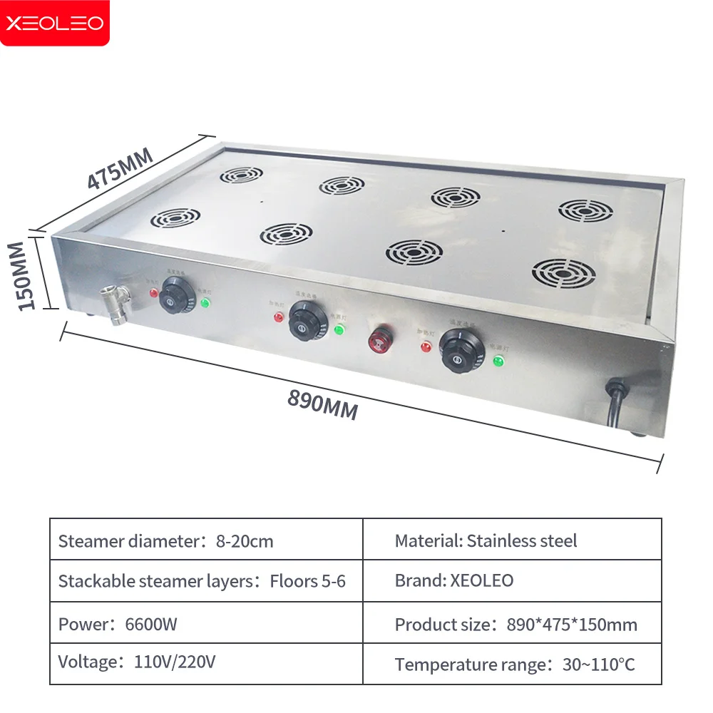 XEOLEO komercyjna maszyna do bułeczki na parze 9 otworów elektryczny parowiec pierogów stacjonarnych automatyczny procesor pieca izolacyjnego