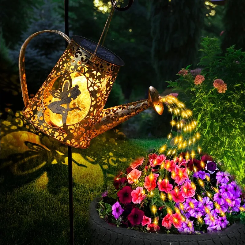 Solar Watering Can Lights, Unique Fairy Gardening Gifts for Women Mom Grandma Birthday, Waterproof Outdoor