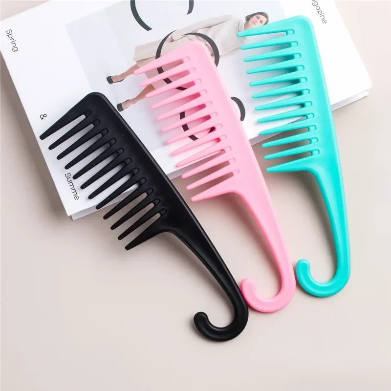 1 PC Large Wide Tooth Combs of Hook Handle Detangling Reduce Hair Loss Comb Pro Hairdress Salon Styling Tools Hot Sale