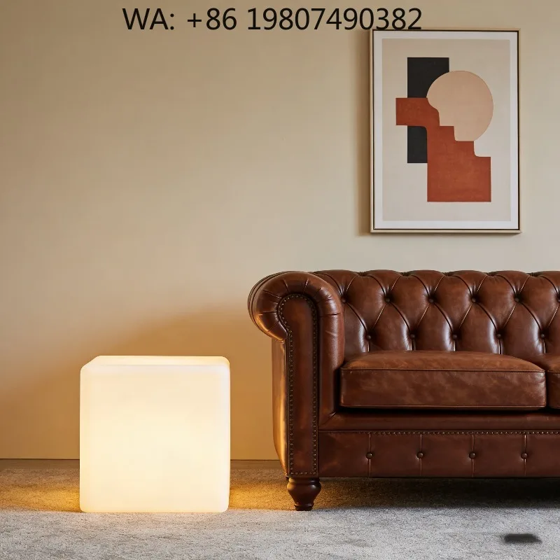Nordic Eco-Friendly Waterproof LED Cube Floor Lamp Rechargeable Remote Dimmable Custom Logo for Home Bar Outdoor Patio Decor