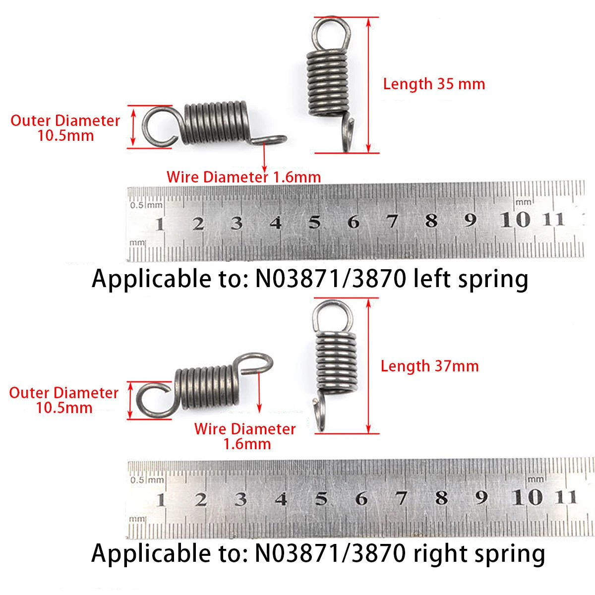 Spring Steel Tension Spring Hook Book Binding Machine Comb Punch Accessory Part Wire Diameter 1.5/1.6mm Length 37/47mm