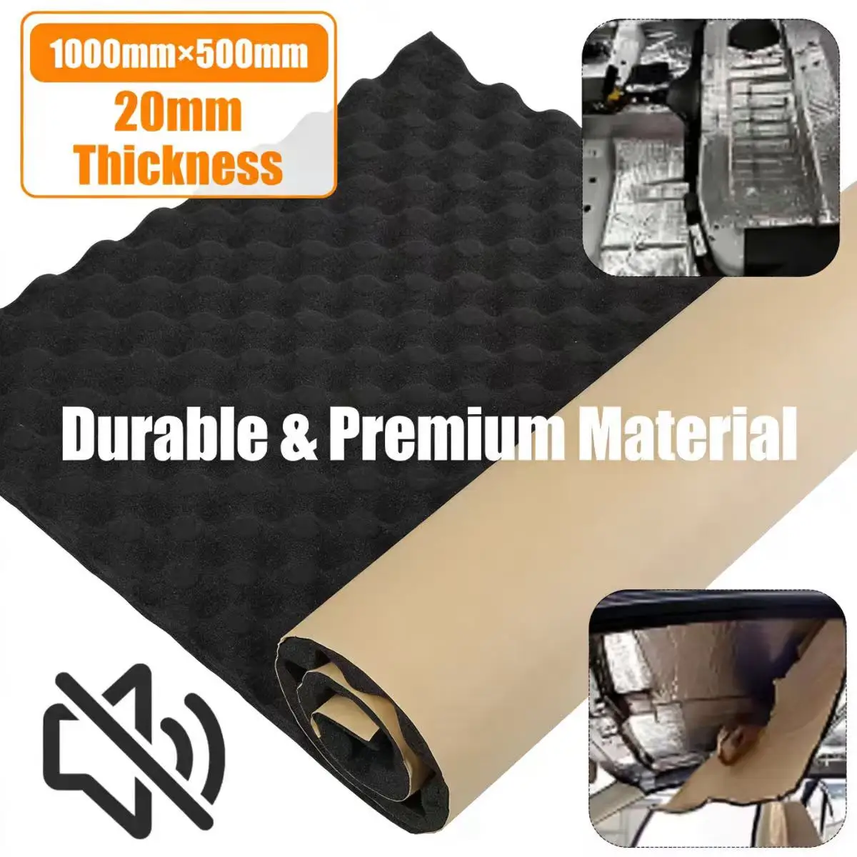 1 Rolle 2cm-50x100cm Selbstklebende Schwarze Schalldämmende Schaumstoffplatte Geräusch- und Wärmeisolierung Schallschutzplatten für Wände und Autos – Detail 3