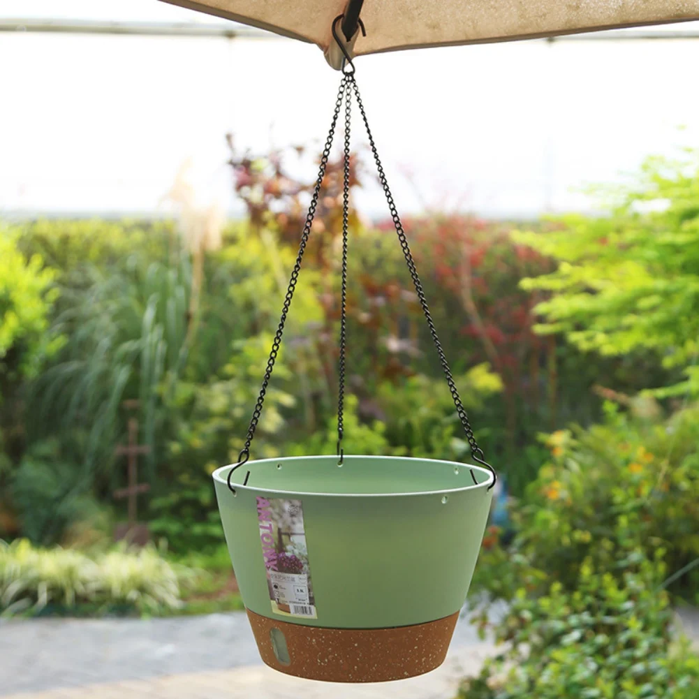 Self Absorbing Water Hanging Basket Hanging Flowerpot Thicken Plastic Planter Outdoor Plant Planting Pot Automatic Drainage Pot