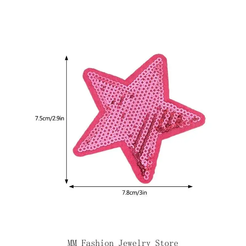 D0UB 7pcs Sequined Star Patches Set Garment Accessories Star Fabric Applique For Fashion Hat Shoe And Crafting Hairband