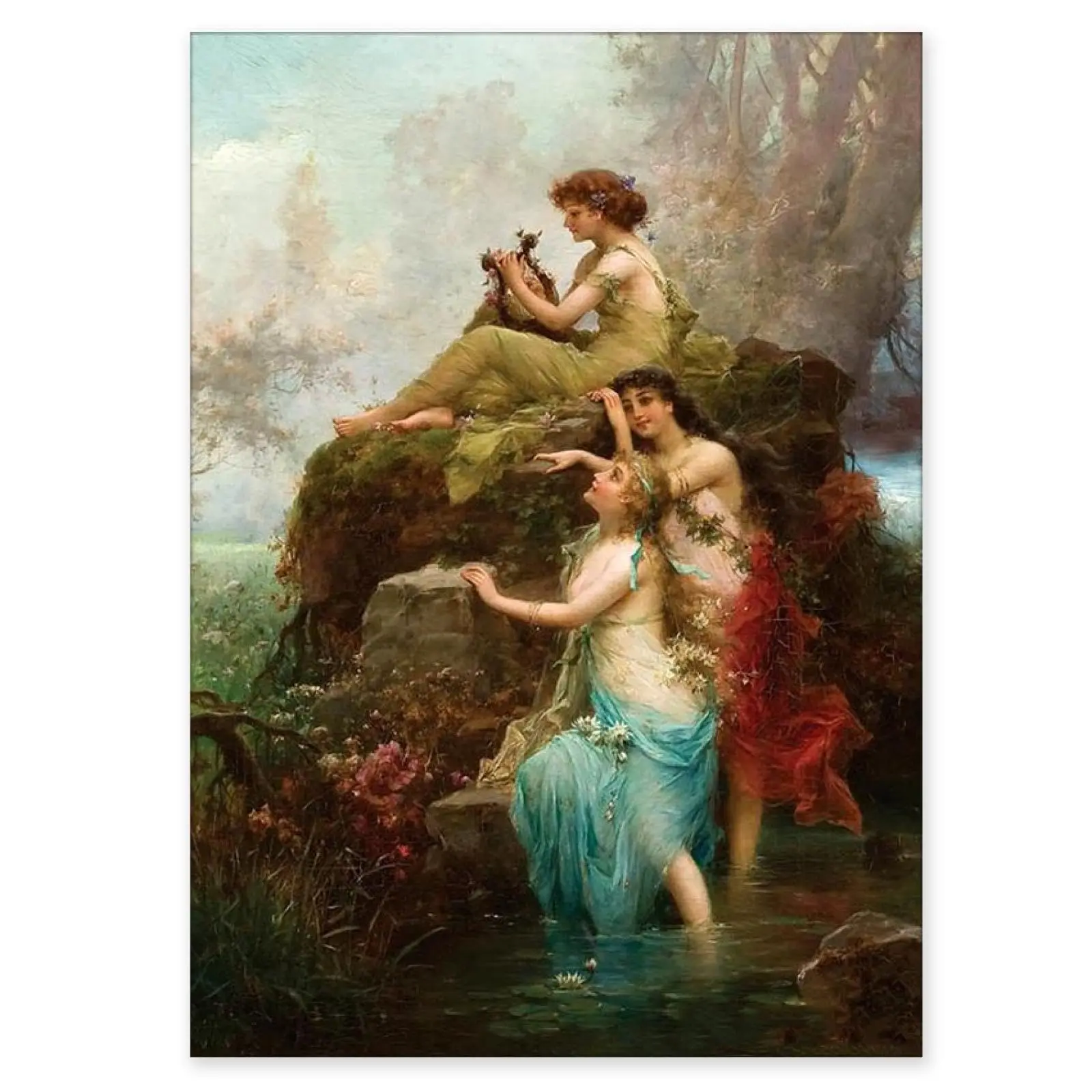 Hens Zetzke poster,canvas wall art print painting print on canvas Famous painting art reproduction Symphony of the Water Nymphs