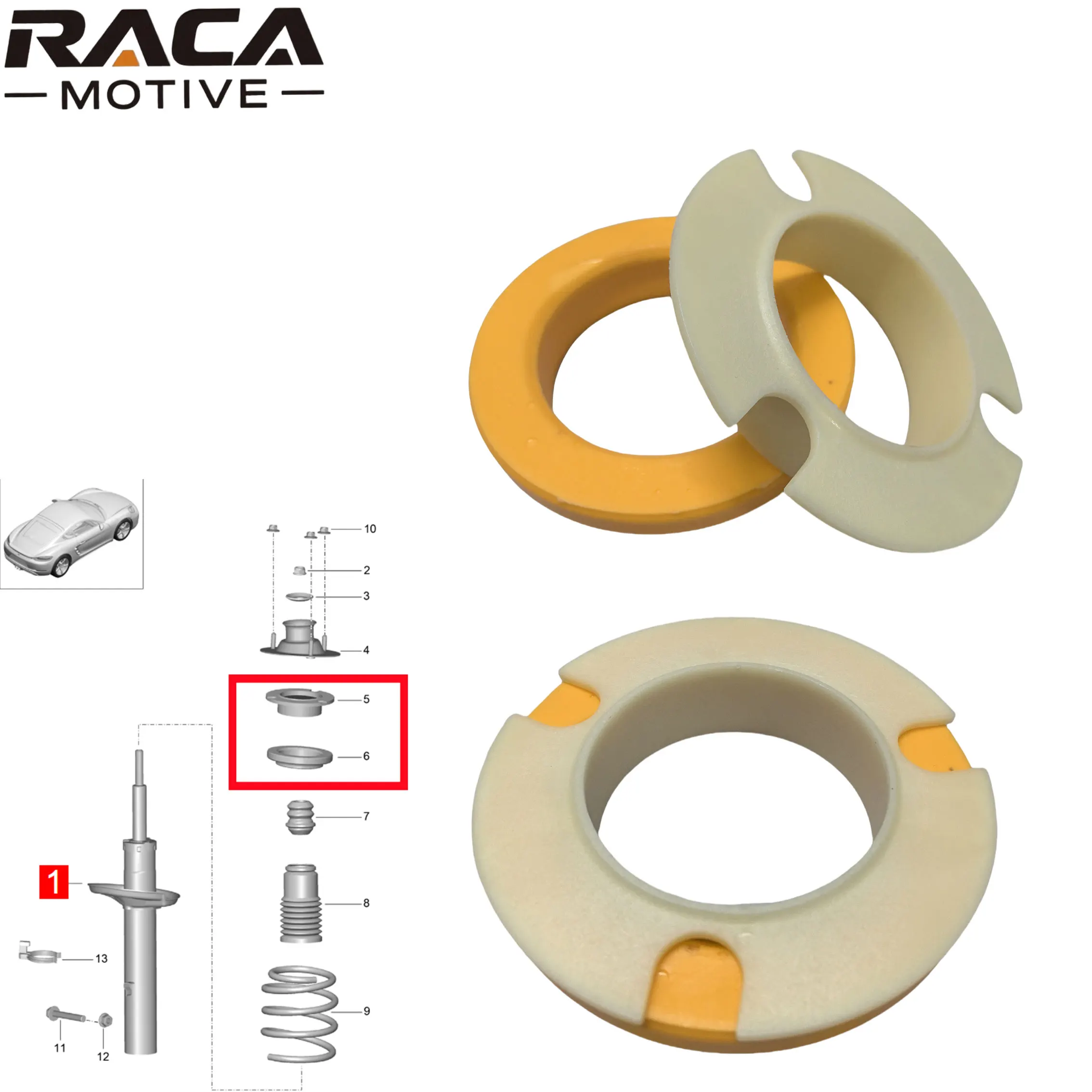 

4Pcs for Porsche Cayman 981 982 Boxster Spyder 718 Rear Shock Absorber Cushion Rubber Pad Kit 98733350400 98133350900 98133350401