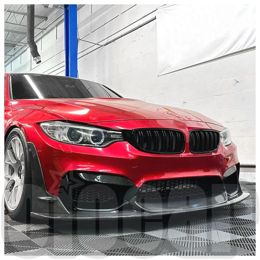 

oiomotors Lap Style Carbon Fiber 3PCS Front Lip Spoiler Side Canards for BM F80 M3 and F82 F83 M4