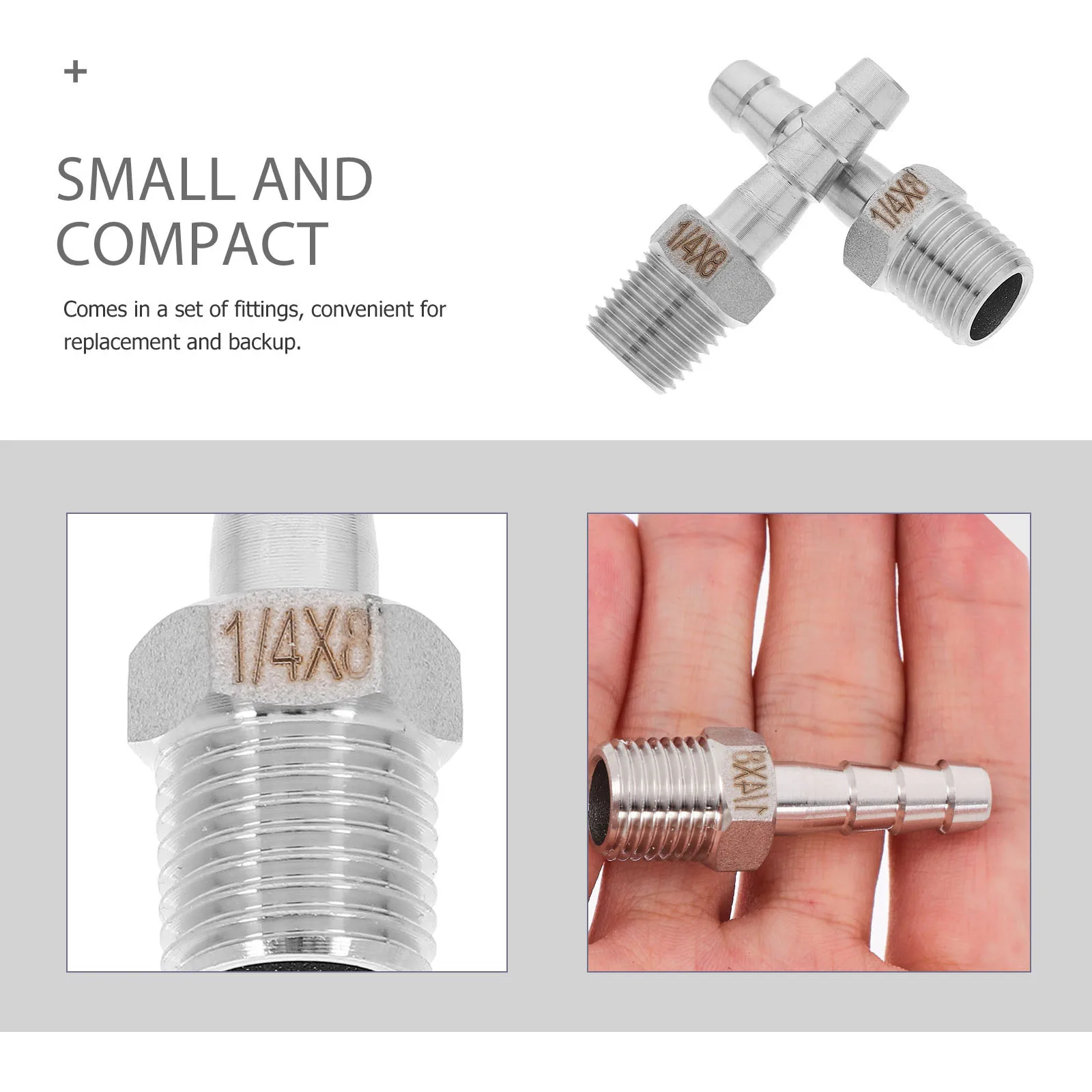 

2Pcs Stainless Steel Gas Hose Connectors Leak Proof Durable Npt Male X 8mm Barb Air Hose Adapter Plumbing Fittings