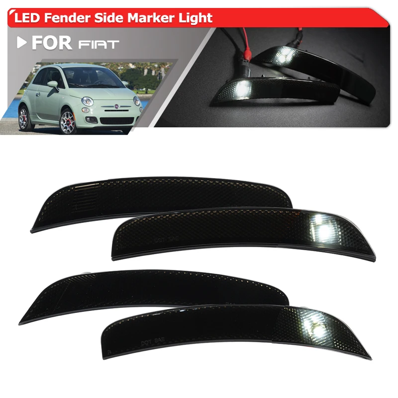 Дымчатый белый OEM комплект боковых габаритных фонарей для Fiat 500 Sport 2012-2017 годов 2013-2019 500e F&R L&R L&R отражатель колеса вождения Дымчатый белый OEM комплект боковых габаритных фонарей для Fiat 500 Sport 2012-2017 годов 2013-2019 500e F&R L&R L&R отражатель колеса вождения