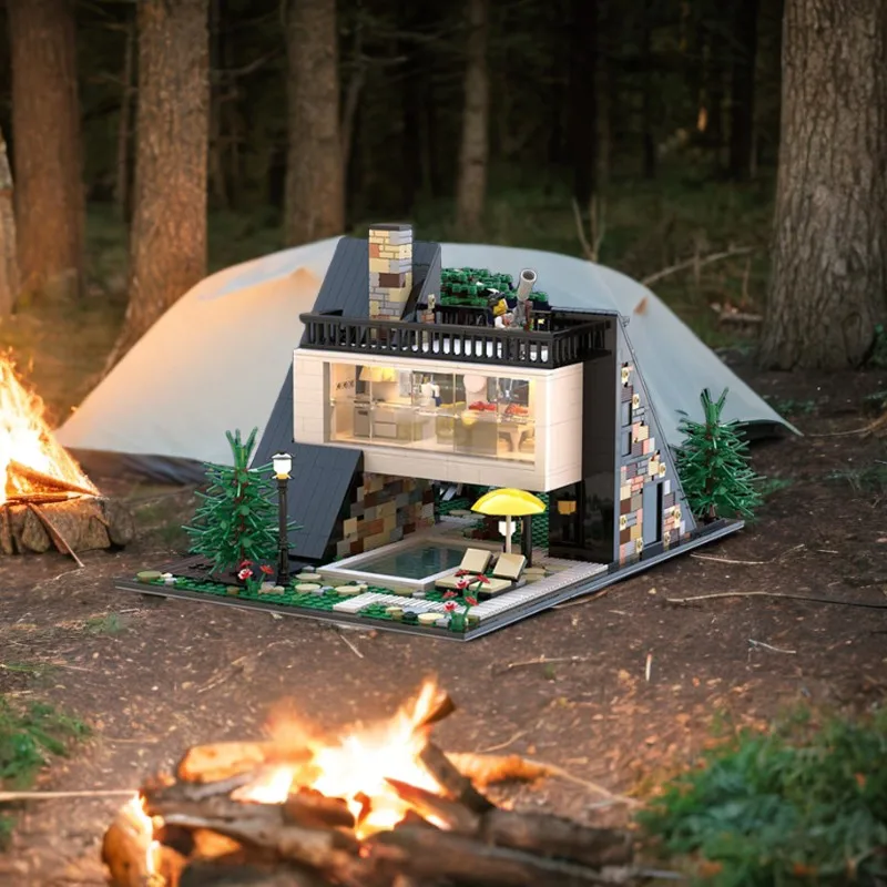 1570pcs MOC 건축 Ararat Villas 현대 산 디자인 모듈 형 건물 DIY 모델 빌딩 블록 생일 장난감 선물