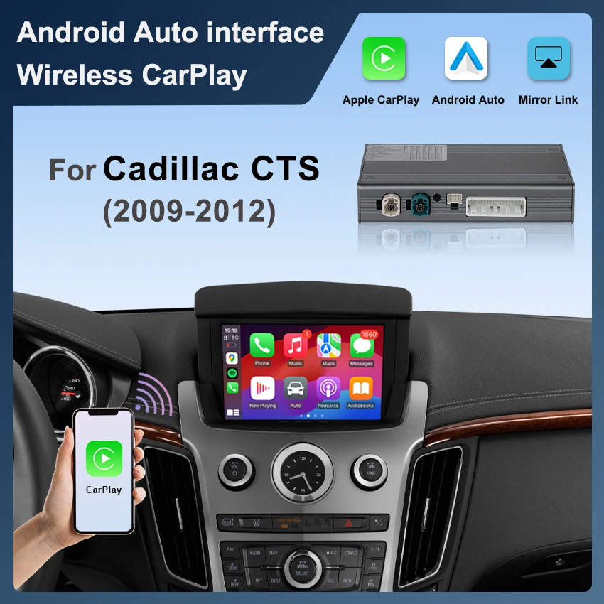 CarPlay اللاسلكي Android Auto يناسب 2009-2012 كاديلاك CTS شاشة تلسكوبية التوصيل والتشغيل الوسائط المتعددة USB الملاحة DSP