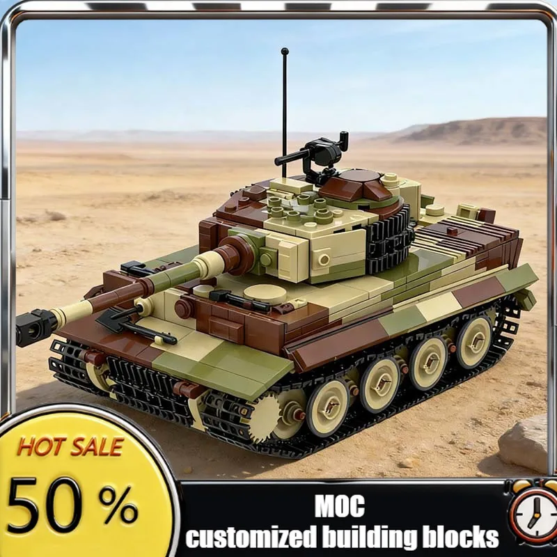 

1075 деталей, модель танка Tiger V2 Ambush MOC, настраиваемый модульный конструктор, простая технология сборки, игрушка DIY, рождественский подарок