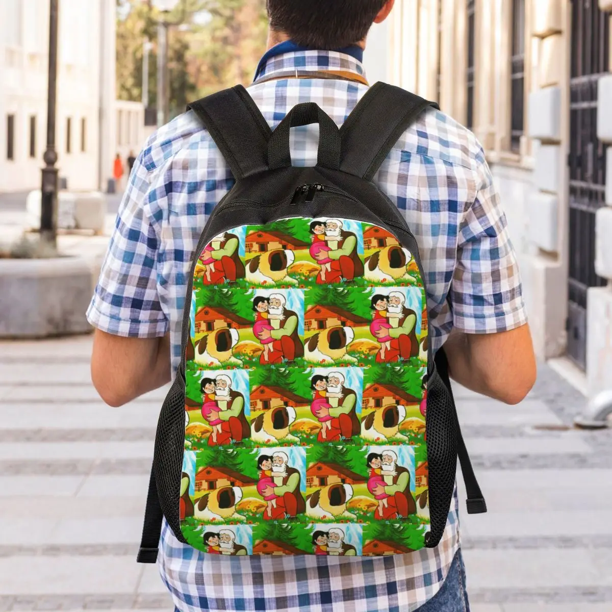 Heidi Peter And Grandpa Alps Cartoon Backpack Student Boys Girls BookBag School Bag Computer Shoulder Bags