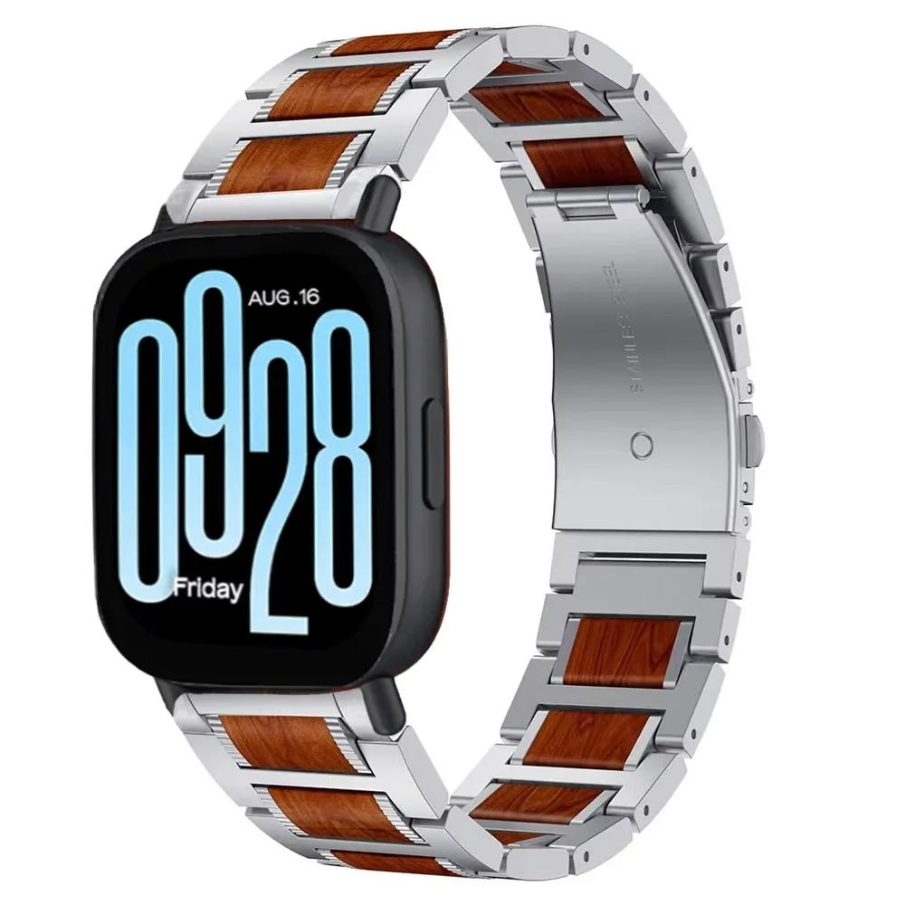 Correa de madera + metal de 22mm para Redmi Watch 5 Lite/5, pulsera cómoda activa para Huawei Watch GT5, accesorios de correa de 46mm