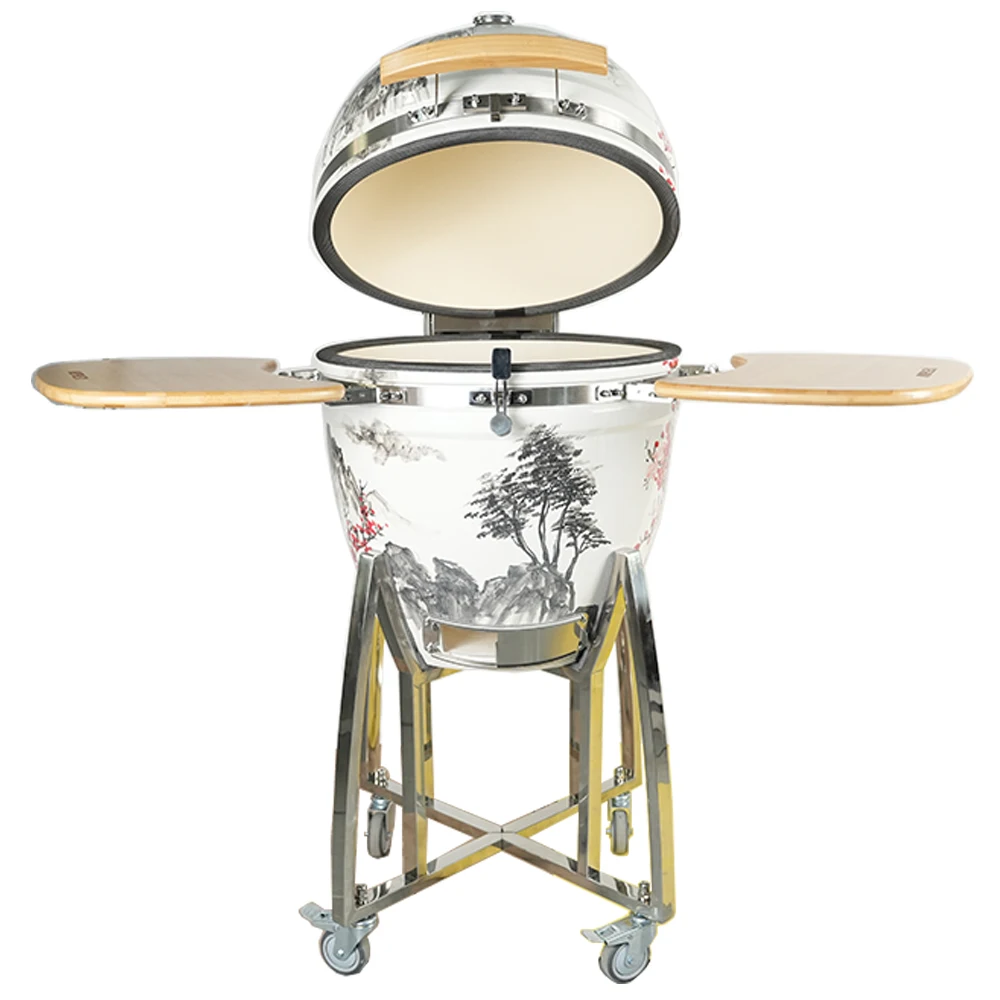 21 Inch OEM Chinese Painting New Arrival Kamado Extra Large Outdoor Kitchen Charcoal Barbecue Grill Kamado