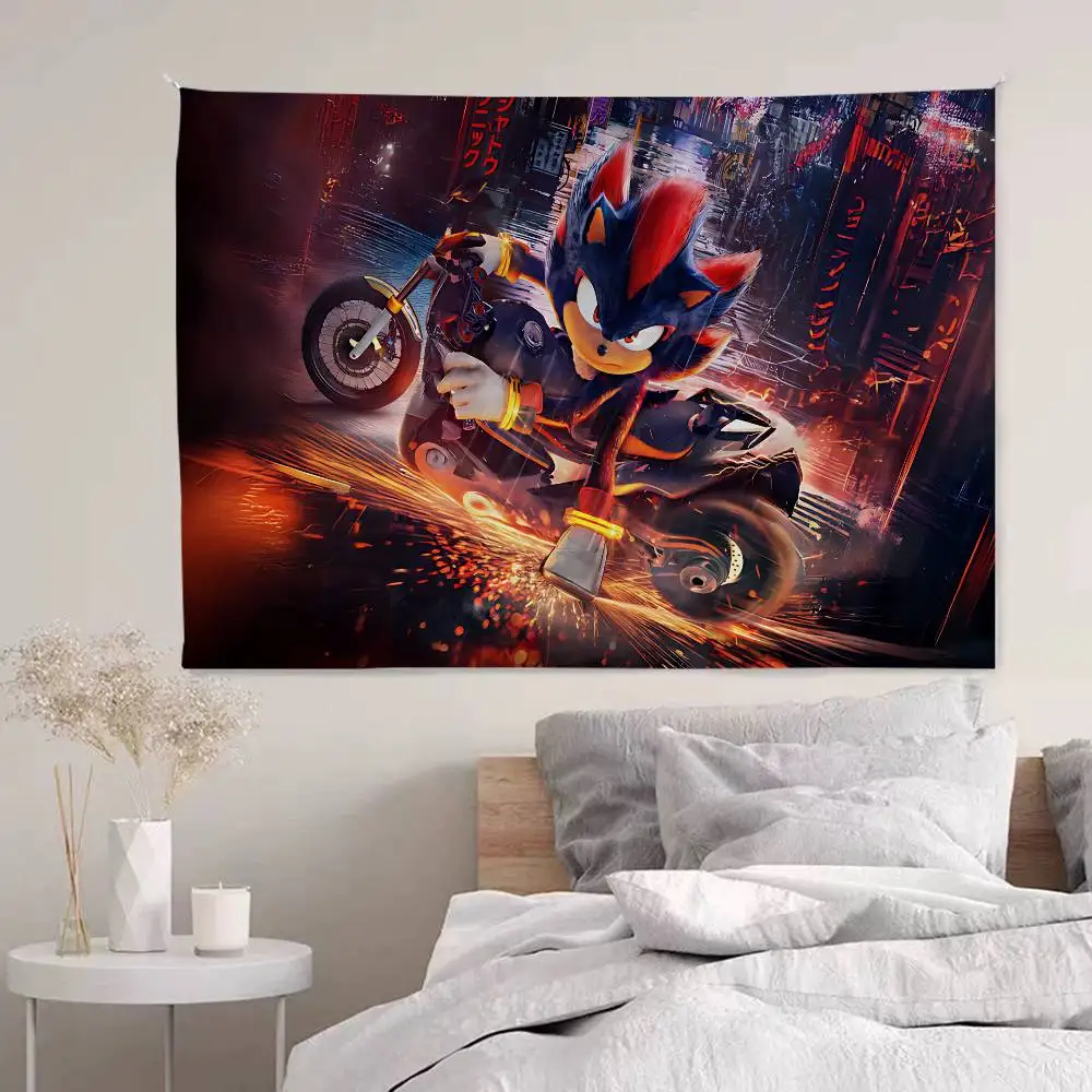 Anime S-Sonic-c Tapestry Art Printing Japanese Wall Tapestry Anime Wall Hanging Home Decor