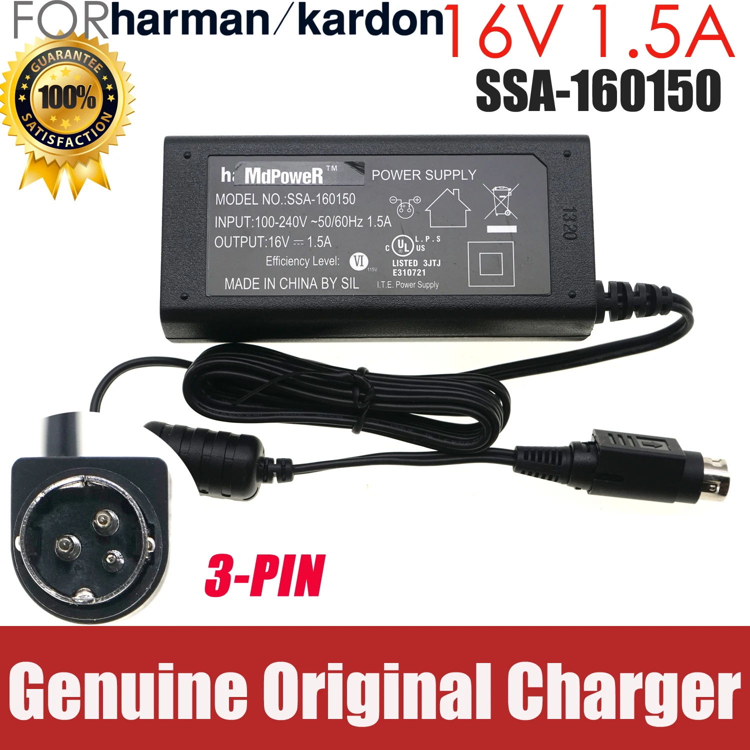 

Original SSA-160150 AC Adapter 16V 1.5A 3-PIN Charger for Harman /Kardon/ JBL SoundSticks Power Supply Genuine