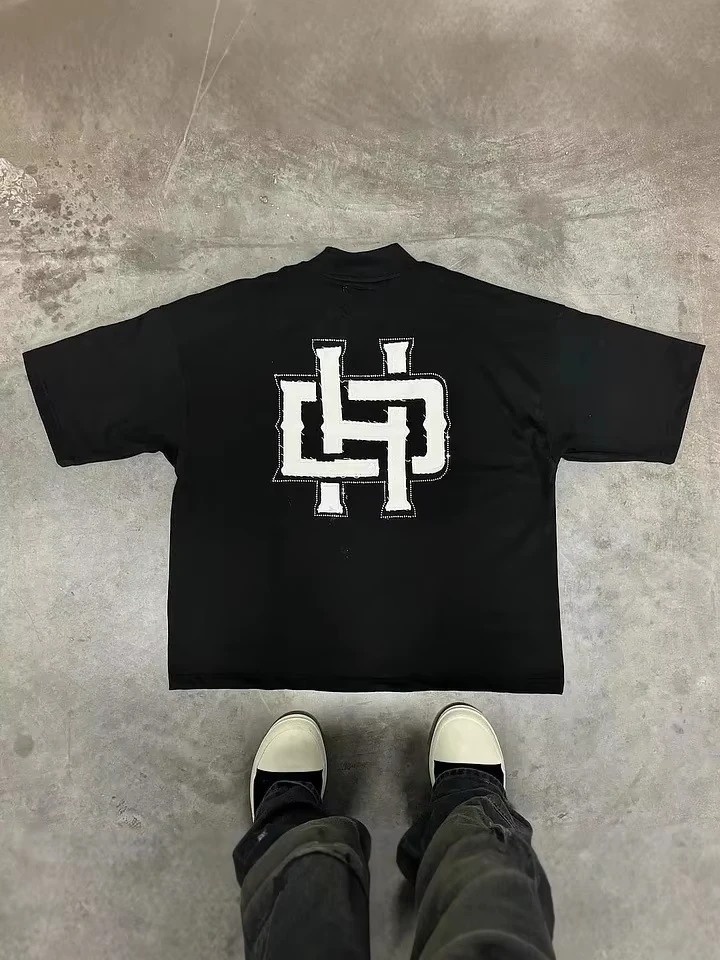 

Men Fashion Oversized T-Shirt 200g Men's New Short-sleeved Cotton Vacation Pattern Short-sleeved Round Neck Couple Style Street