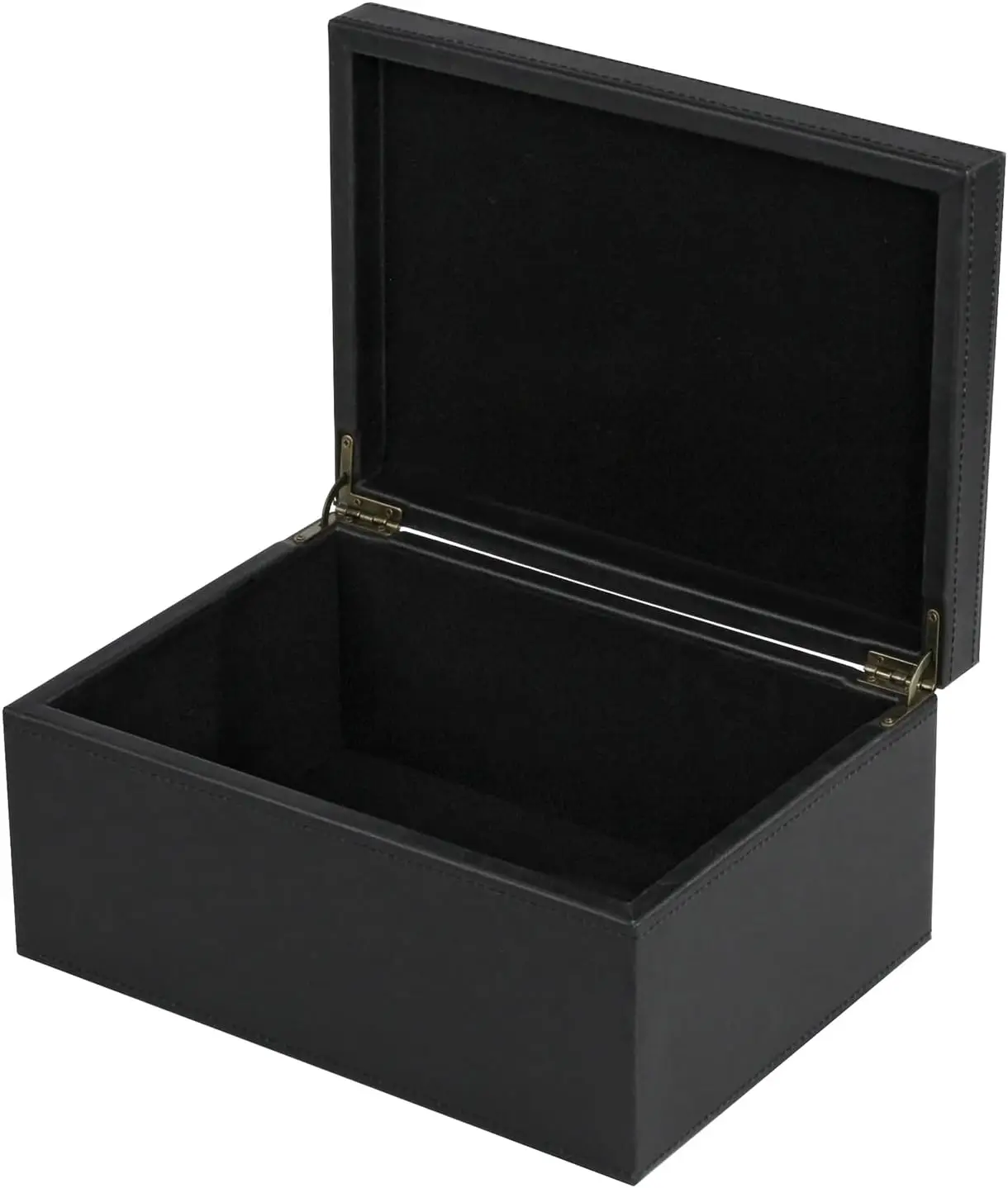 

Faux Leather Decorative Box, Large Wooden Structure Keepsake Box Accessory Organizer Jewelry Organizer with Hinged Lid,