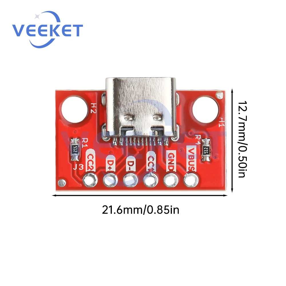 Female Test PCB Adapter Board 16P to 2.54mm Connector Socket For Data Transfer Power Adapter Board Module Type-C