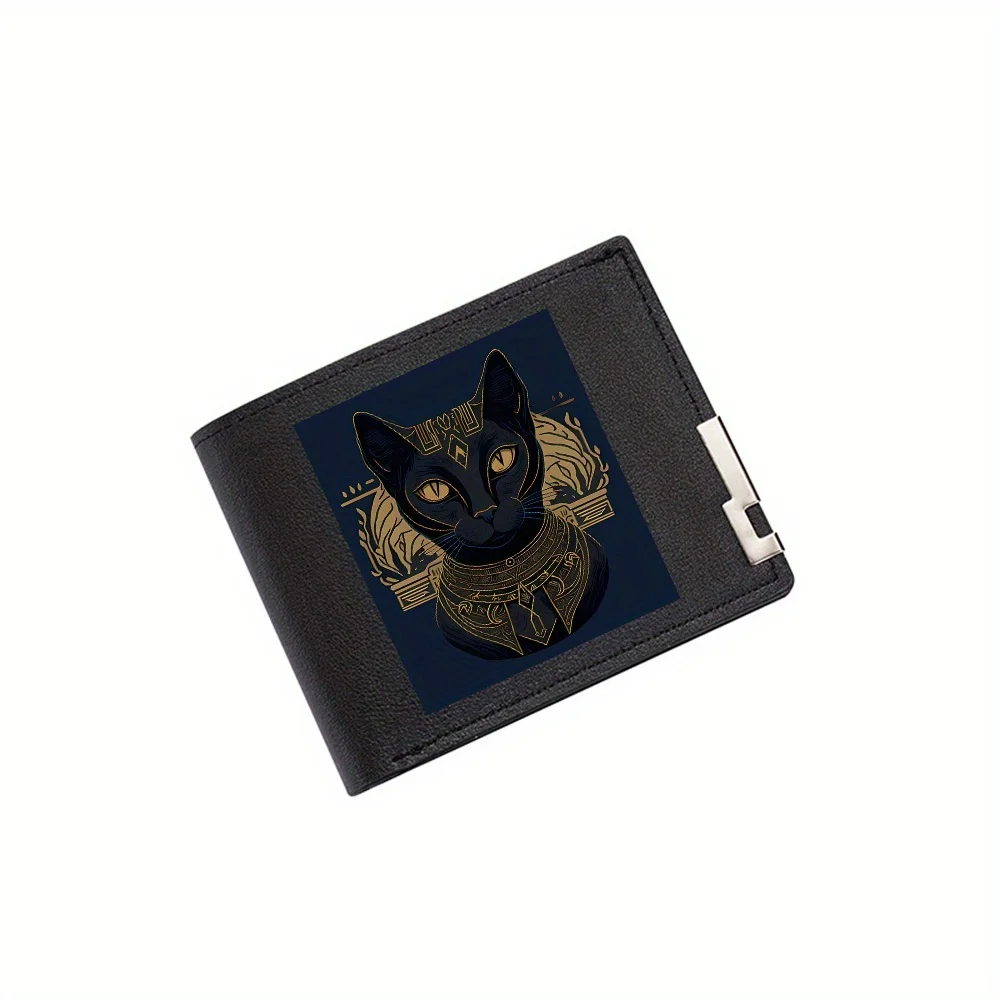Egyptian cat portrait gold details artwork Men's Wallet Printing Design Simple Modern Stylish Business Father's Boyfriend's Chri