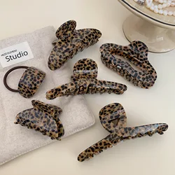 Korean New Retro Geometric Leopard Print Hair Clip For Graceful Lady High Quality Acetic Acied Large Shark Hair Rope