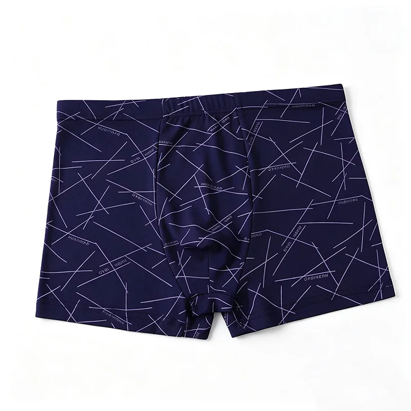 4-Piece Men's Striped Underwear, a Fashionable and Comfortable All-Season Versatile Sports Elastic Belt Underwear Set